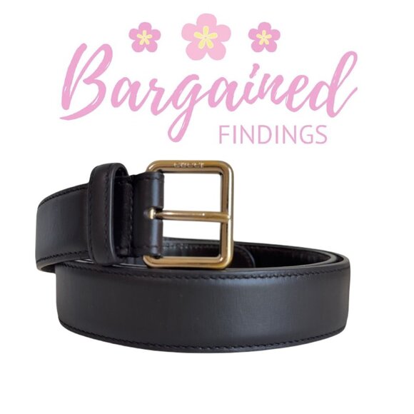 Authentic Gucci Dark Brown Smooth Calfskin Leather Gold Buckle Belt Size 95/38 - Picture 1 of 13